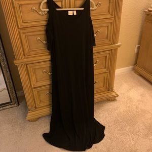 Chicos black long dress with cold shoulder.
